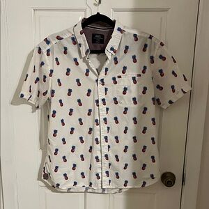 Jachs White Shirt with Red and Blue Pineapple Print